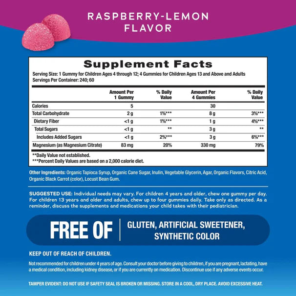 CALM Gummies Raspberry-Lemon Flavor, 240 Tasty Gummies